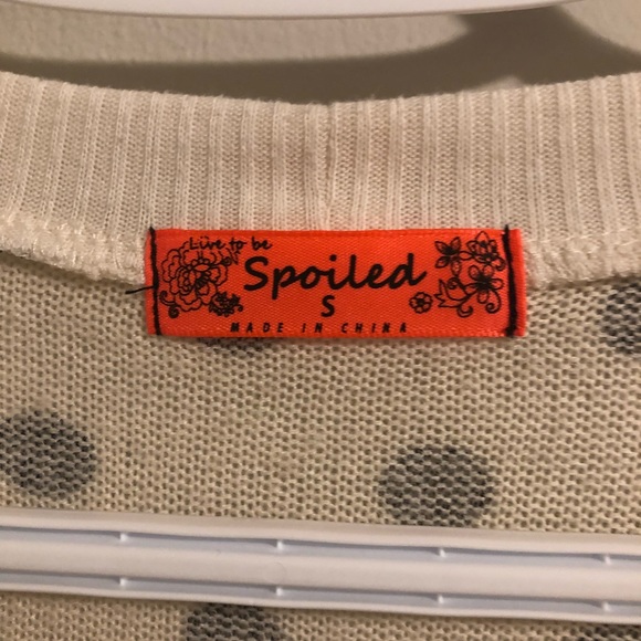 Spoiled lace edged zip polka dot cardigan - Picture 6 of 7